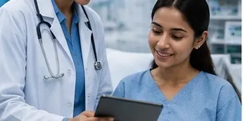 Clinician reviewing patient information