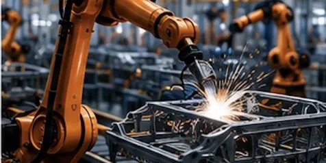 Robotic welding on a factory production line